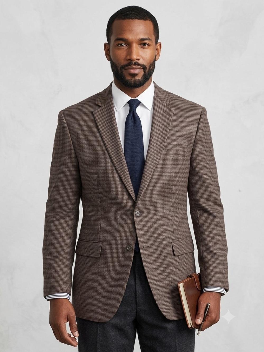 Lauren Ralph Lauren Brown Plaid Houndstooth 2-Button Blazer Sport Coat 42R